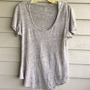 J. Crew Gray Linen Scoop Neck Top